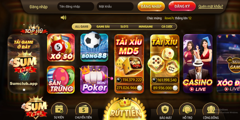 Sumclub da dạng tự game đổi thưởng