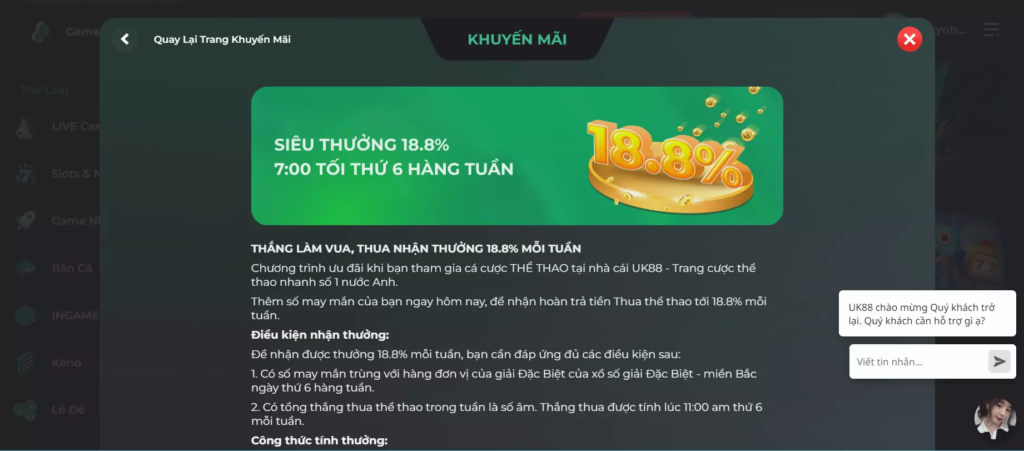 Khuyến mãi tại Uk88