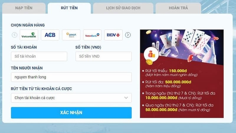 Hướng dẫn rút tiền 8live