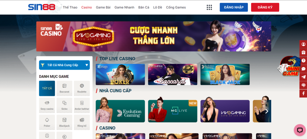 Sảnh Casino sin88