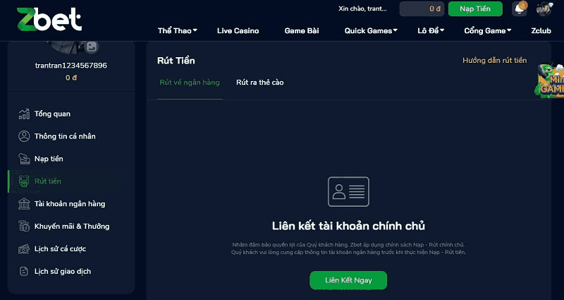 Rút tiền Zbet