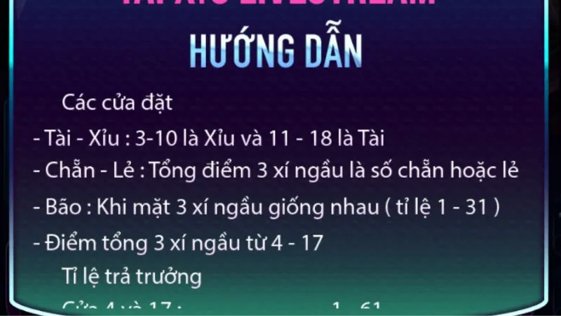 luật chơi tài xỉu online