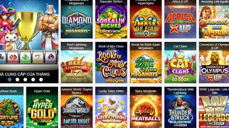 Các game slot nổi bật của từng nhà cái