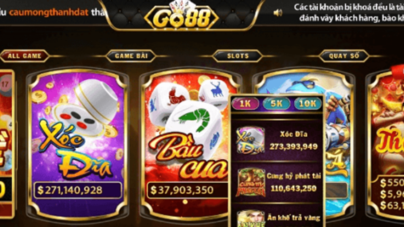 Độ da dạng game nhà cái Go88