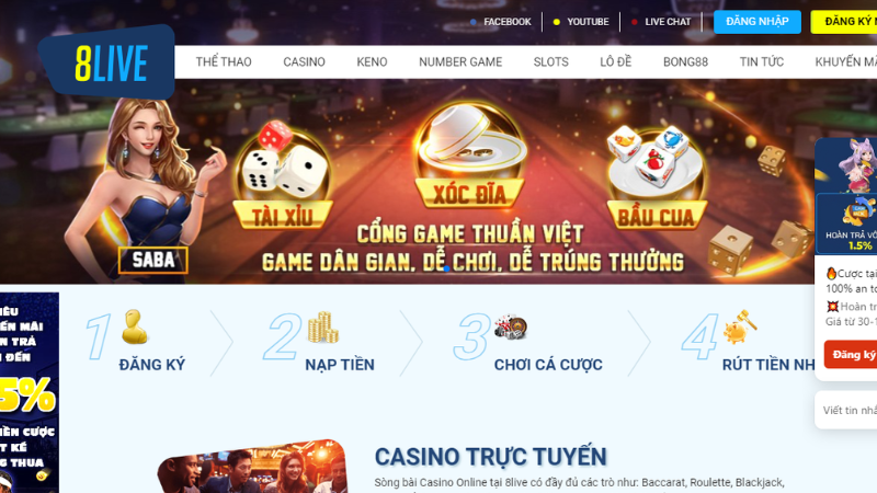 Nhà cái tặng tiền 8live